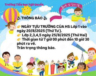 Thông báo Ngày tựu trường Năm học 2025 - 2026